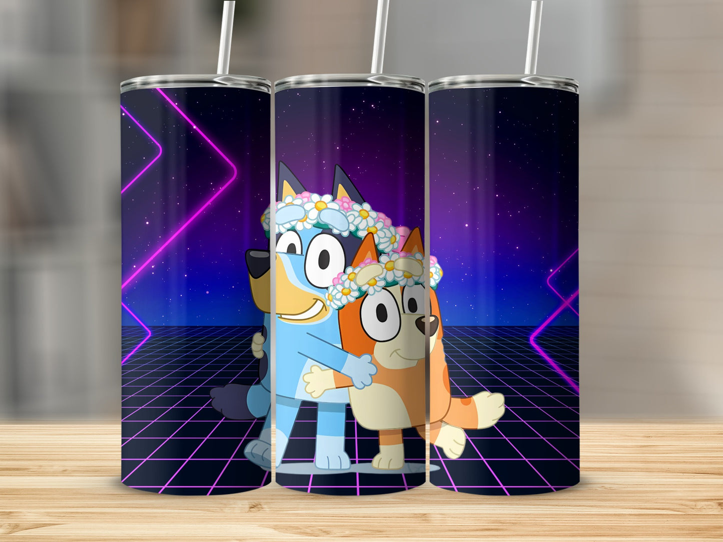 Cute Cartoon Dogs with Flower Crowns Tumbler Cup