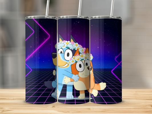 Cute Cartoon Dogs with Flower Crowns Tumbler Cup