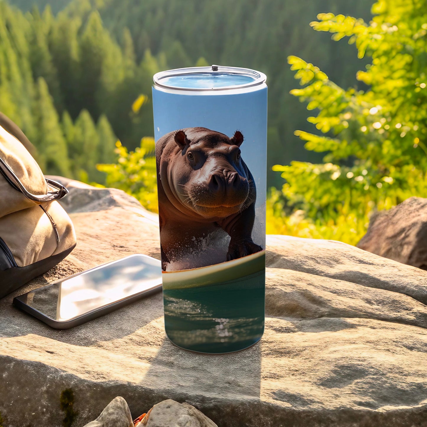 Hippo Surfing Water Animal Adventure Tumbler product type