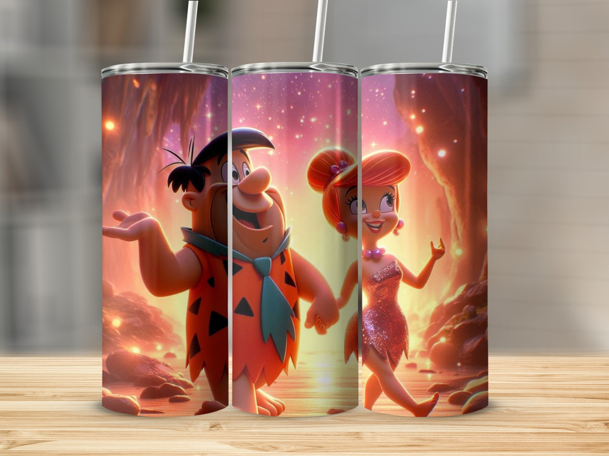 Iconic Prehistoric Cartoon Couple Tumbler Product