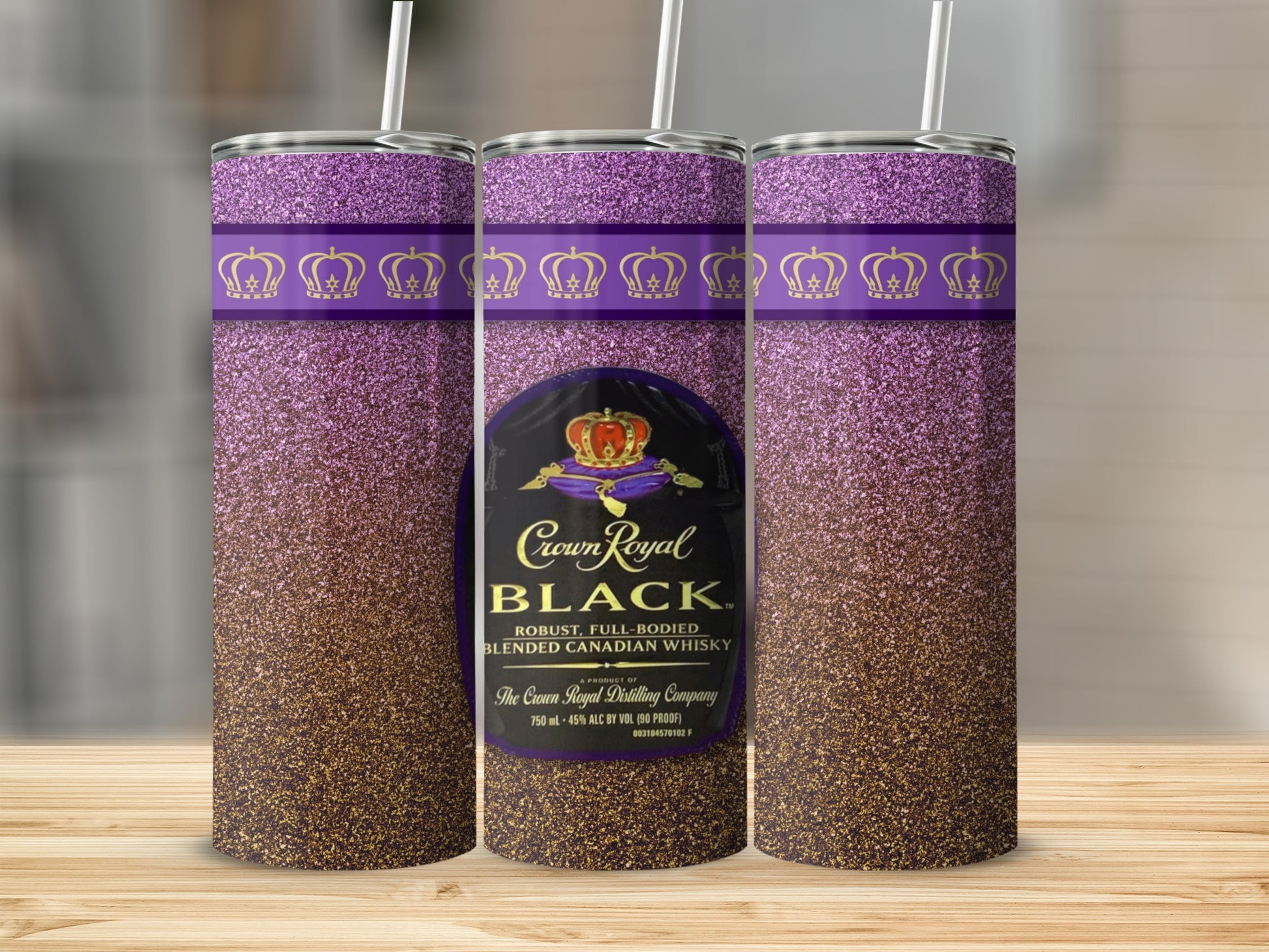 Crown Royal Black Purple Gold Glitter Crowns Tumbler product type
