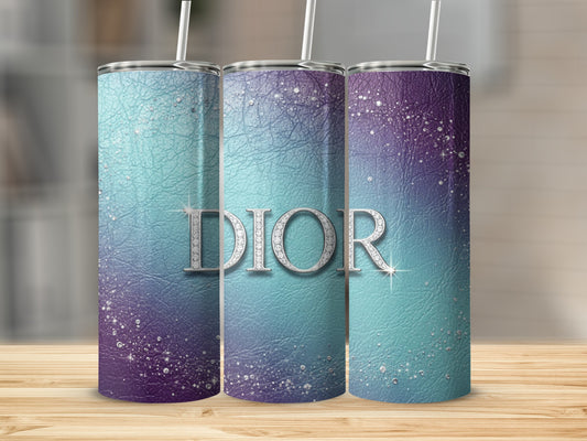 DIOR Sparkling Text On Turquoise Purple Background Tumblers