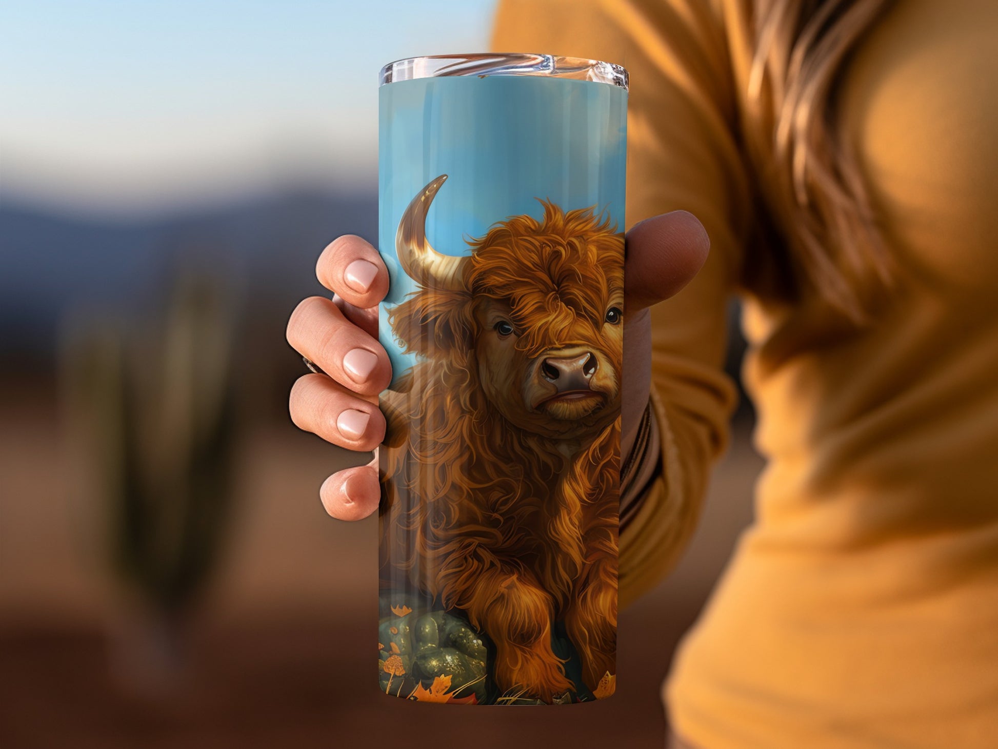 Cute Highland Cow Art Design Insulated Tumbler Cup