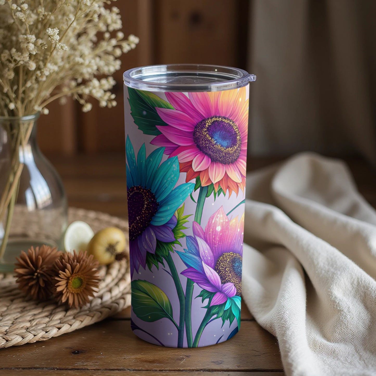 Colorful Sunflower Design Travel Tumbler