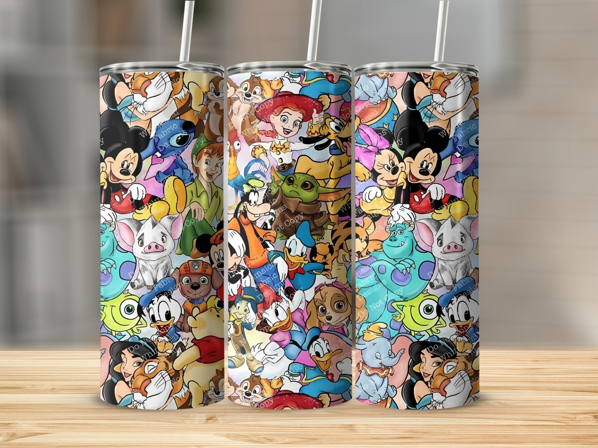 Colorful Cartoon Characters Kids Tumbler Cup with Straw
