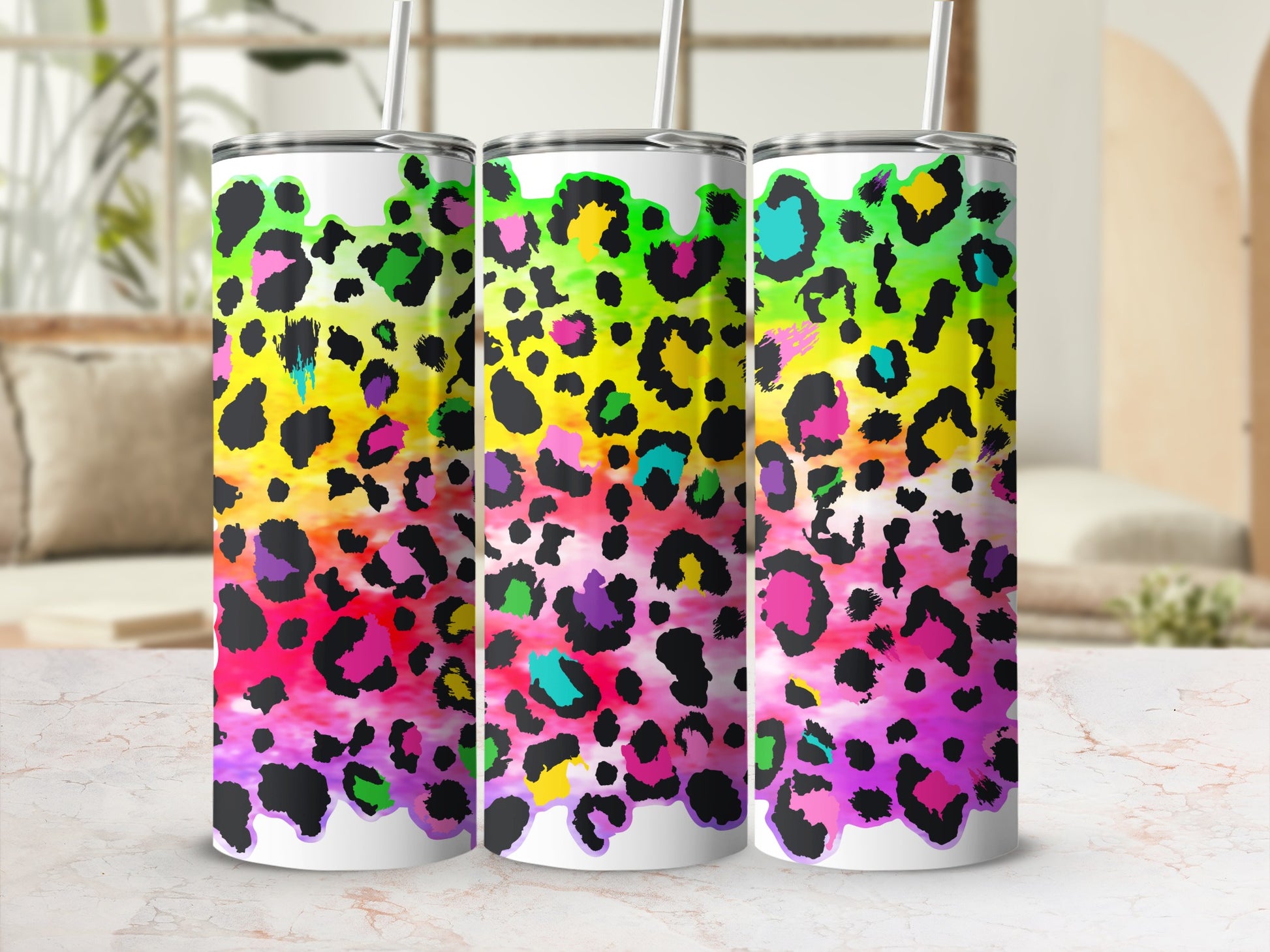 Colorful Leopard Print Stainless Steel Tumbler