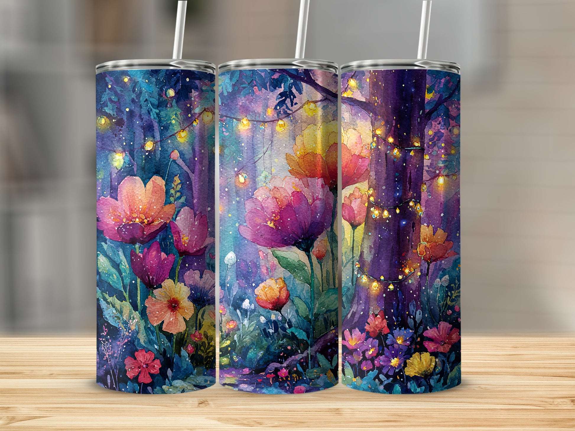 Colorful Floral Light-Up Design Tumbler for Drinkware