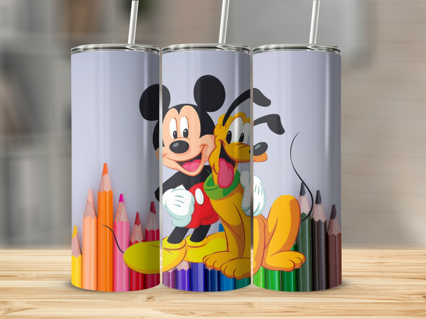 Mickey and Pluto Colorful Art Printed Tumbler
