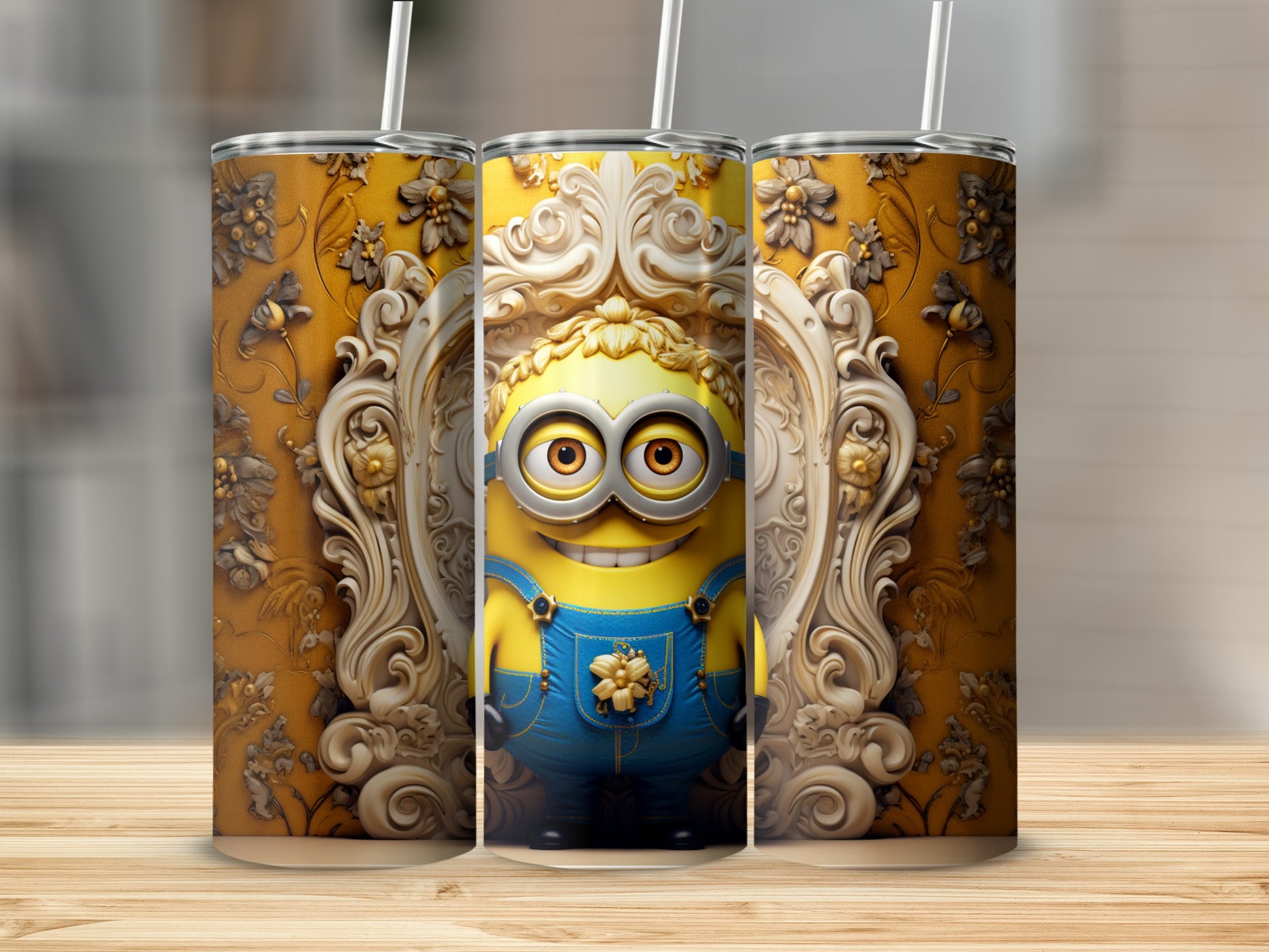 Stylish Minion-themed Floral Design Drinkware