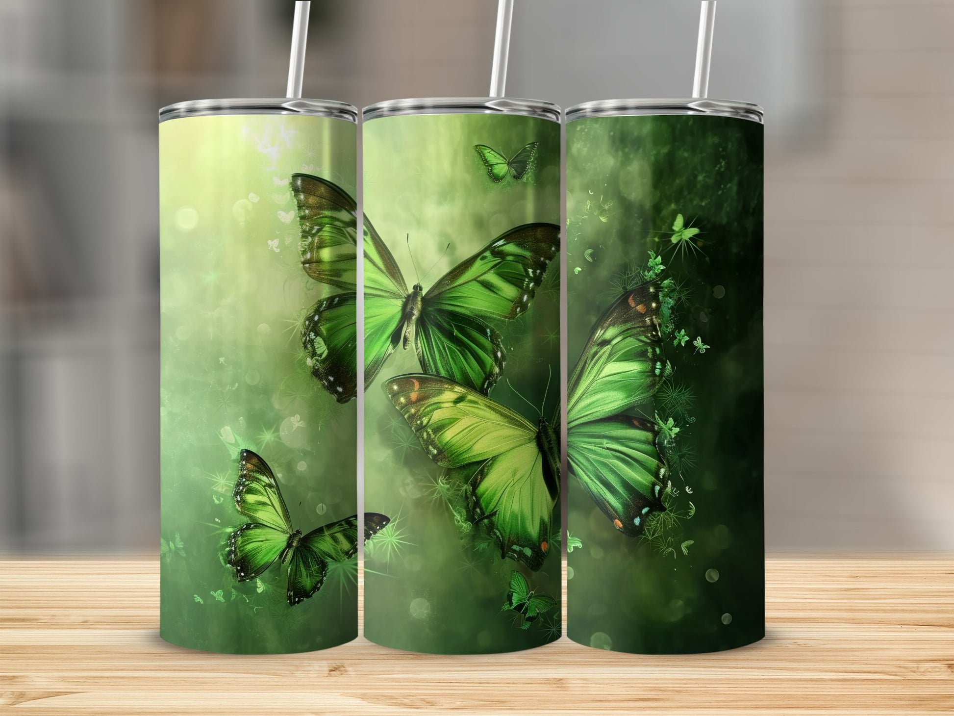 Enchanting Green Butterflies Forest Tumbler product type