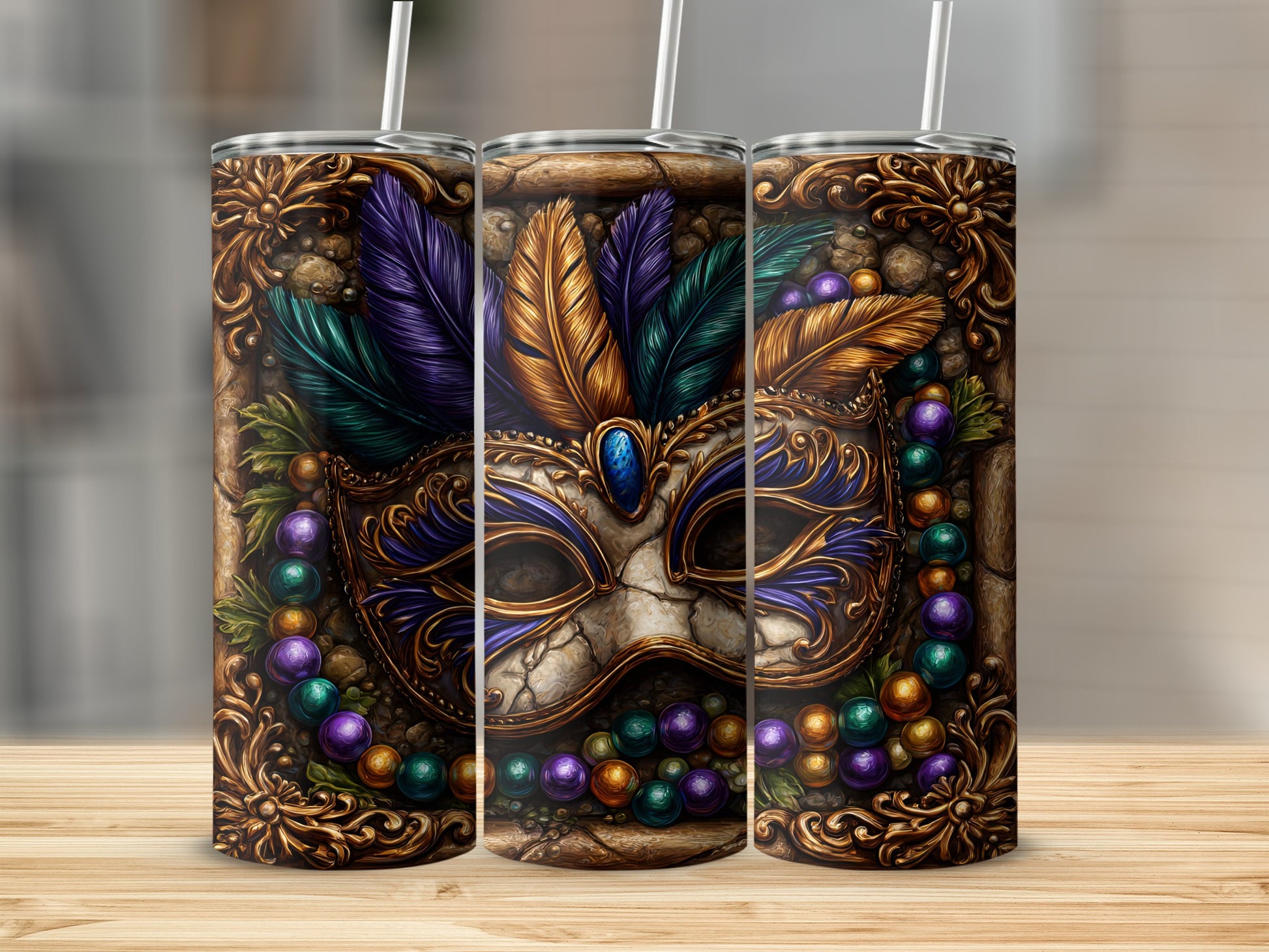 Elegant Decorative Mask with Beads Tumbler Product