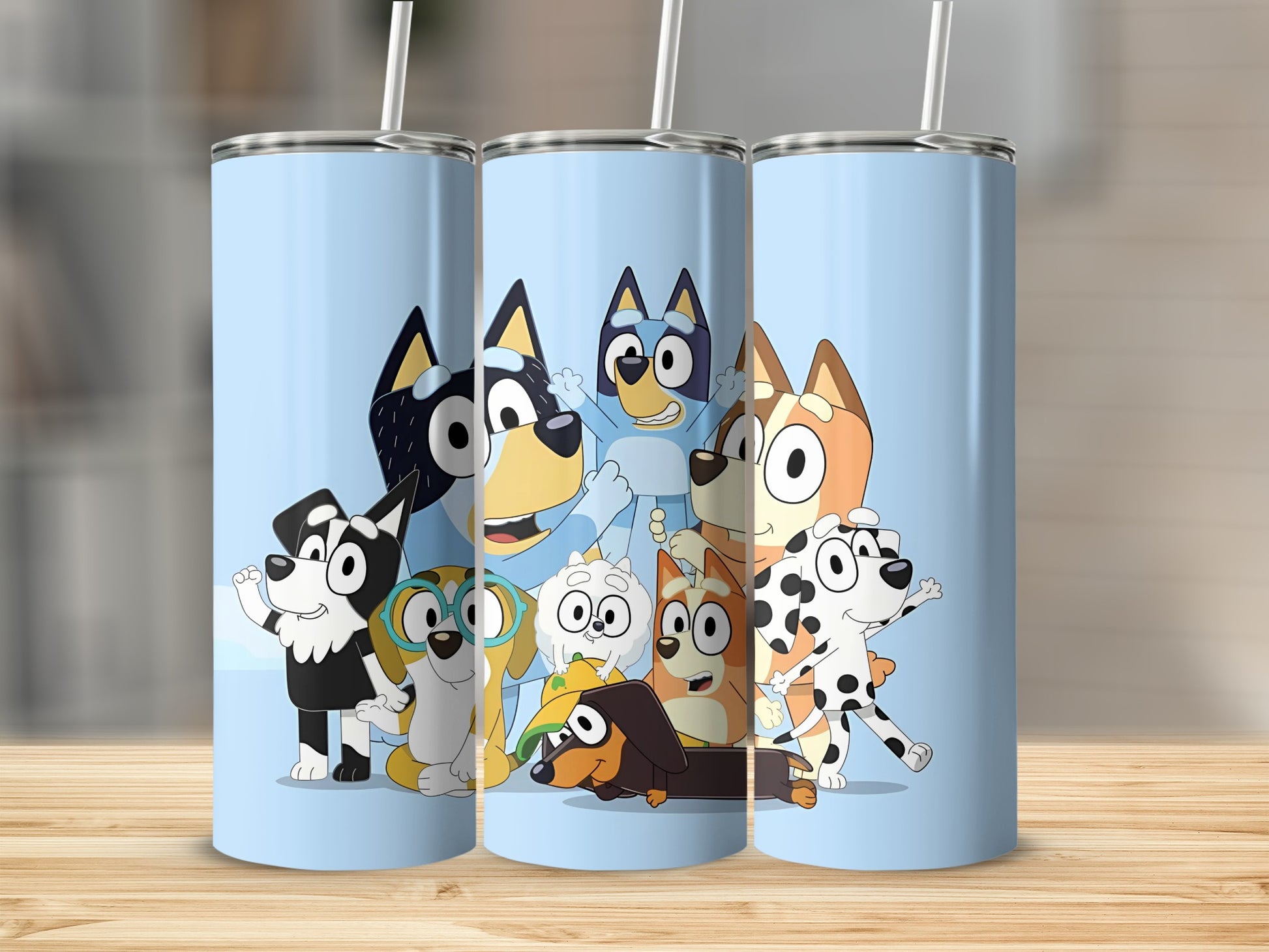 Cute Cartoon Canine Family Design Tumbler