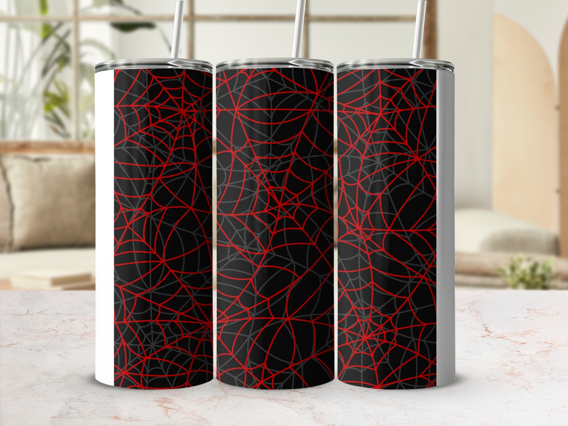 Black Red Gray Spiderweb Halloween Tumbler product type