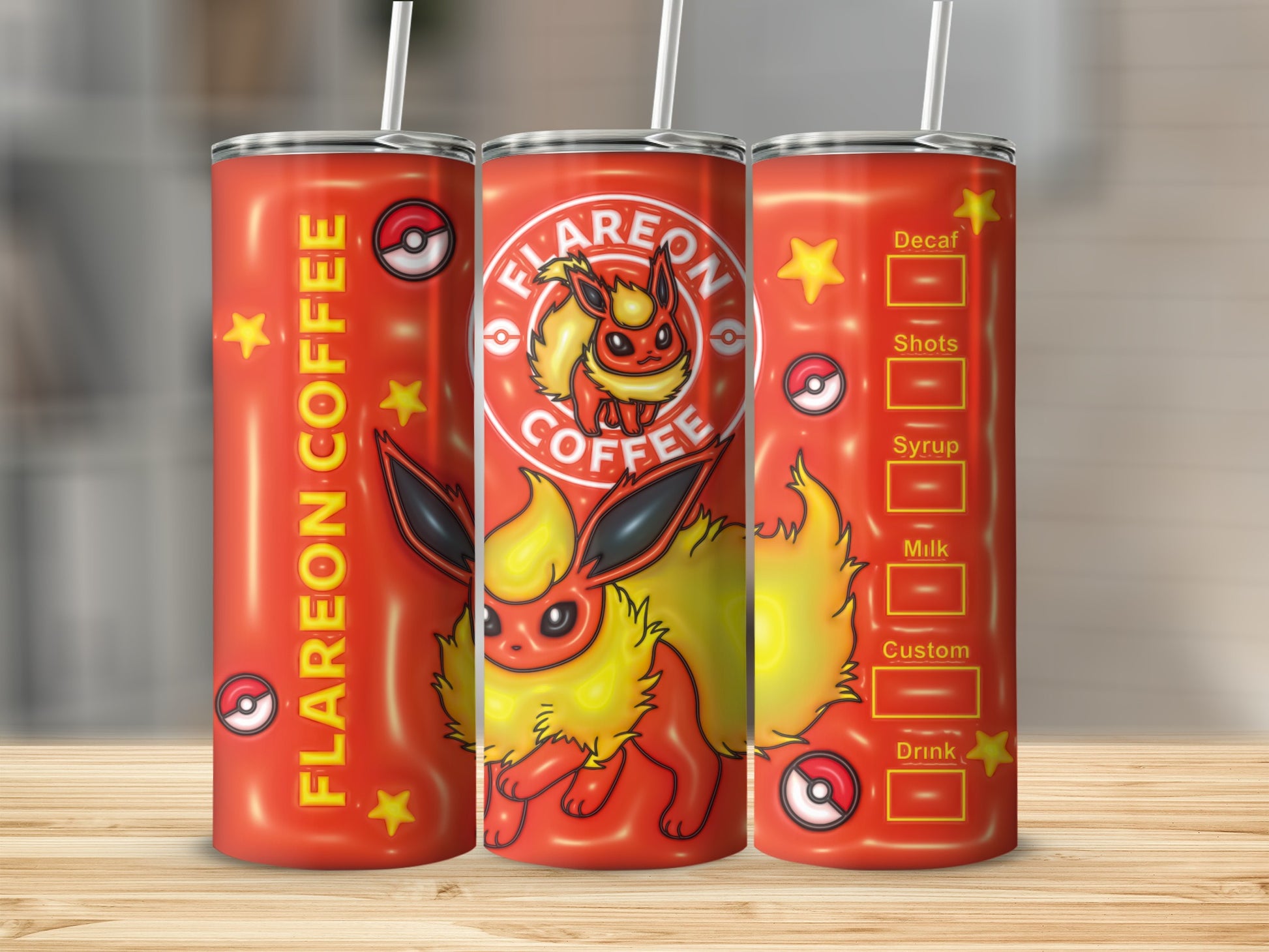 Flareon Coffee Customizable Drink Tumbler with Straw
