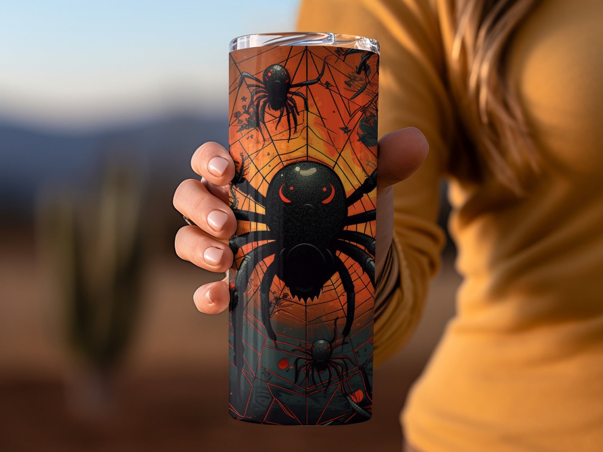 Halloween Spider Web Design Insulated Tumbler Cup