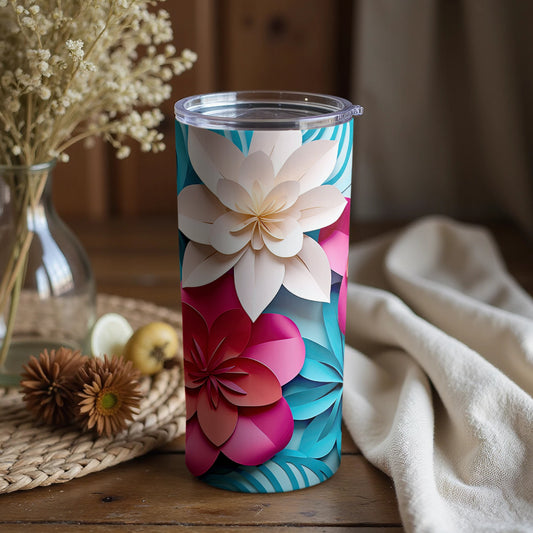 Vibrant Floral Design Insulated Tumbler Cup