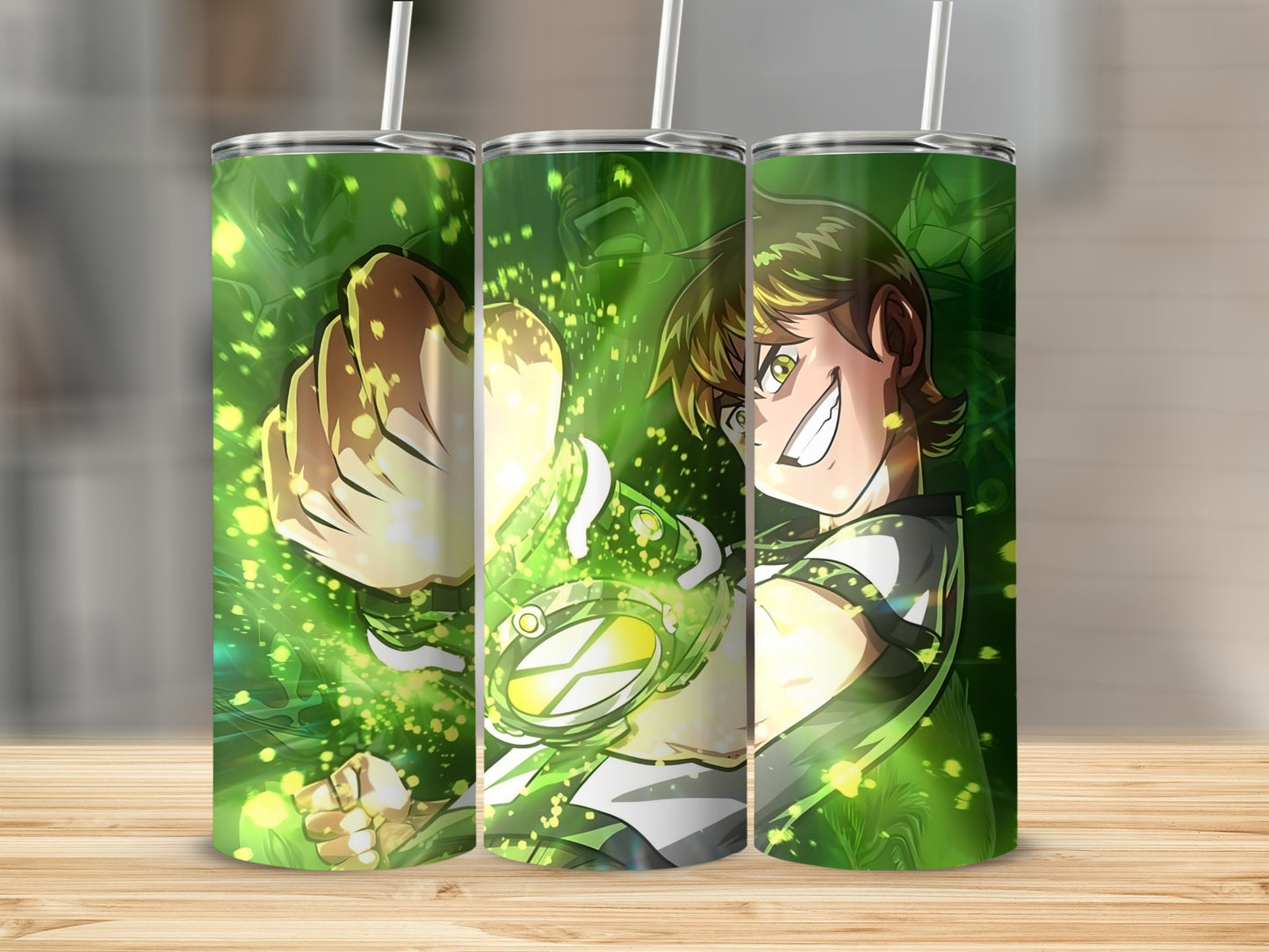 Ben 10 Fist and Omnitrix Cartoon Character Green Tumblers