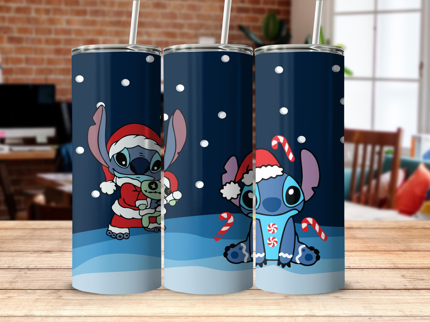 Cute Festive Alien Santa and Candy Cane Tumbler
