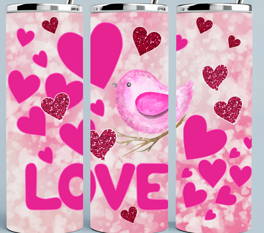 Valentine Pink and Red Heart tumbler