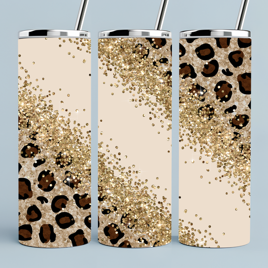 Gold leopard customized tumbler