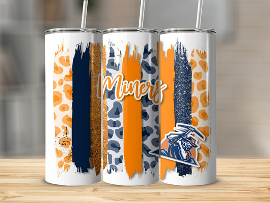 Miners Team Design Orange And Blue Brush Strokes Tumblers
