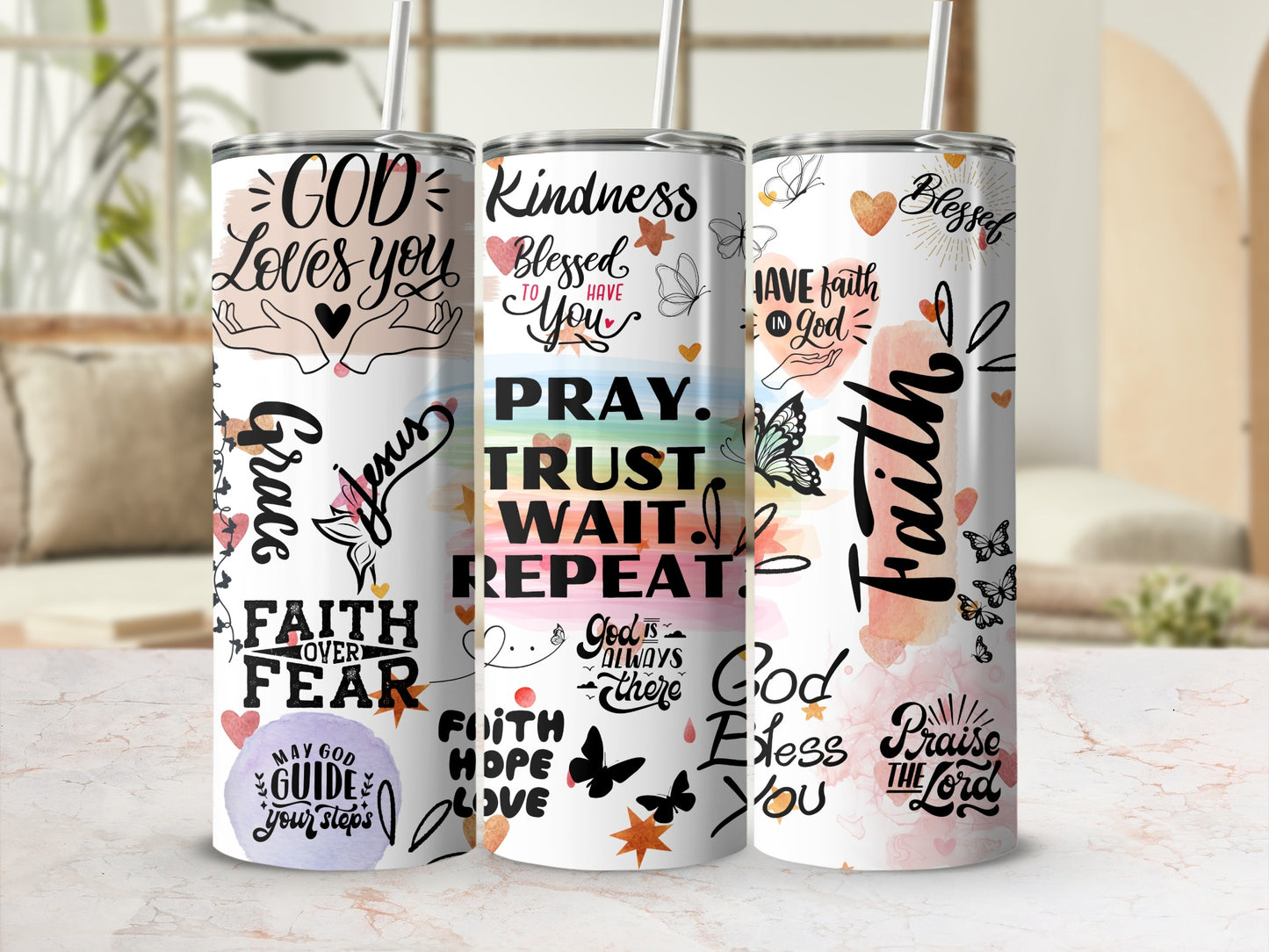 Inspirational Faith and Trust Themed Tumbler Product