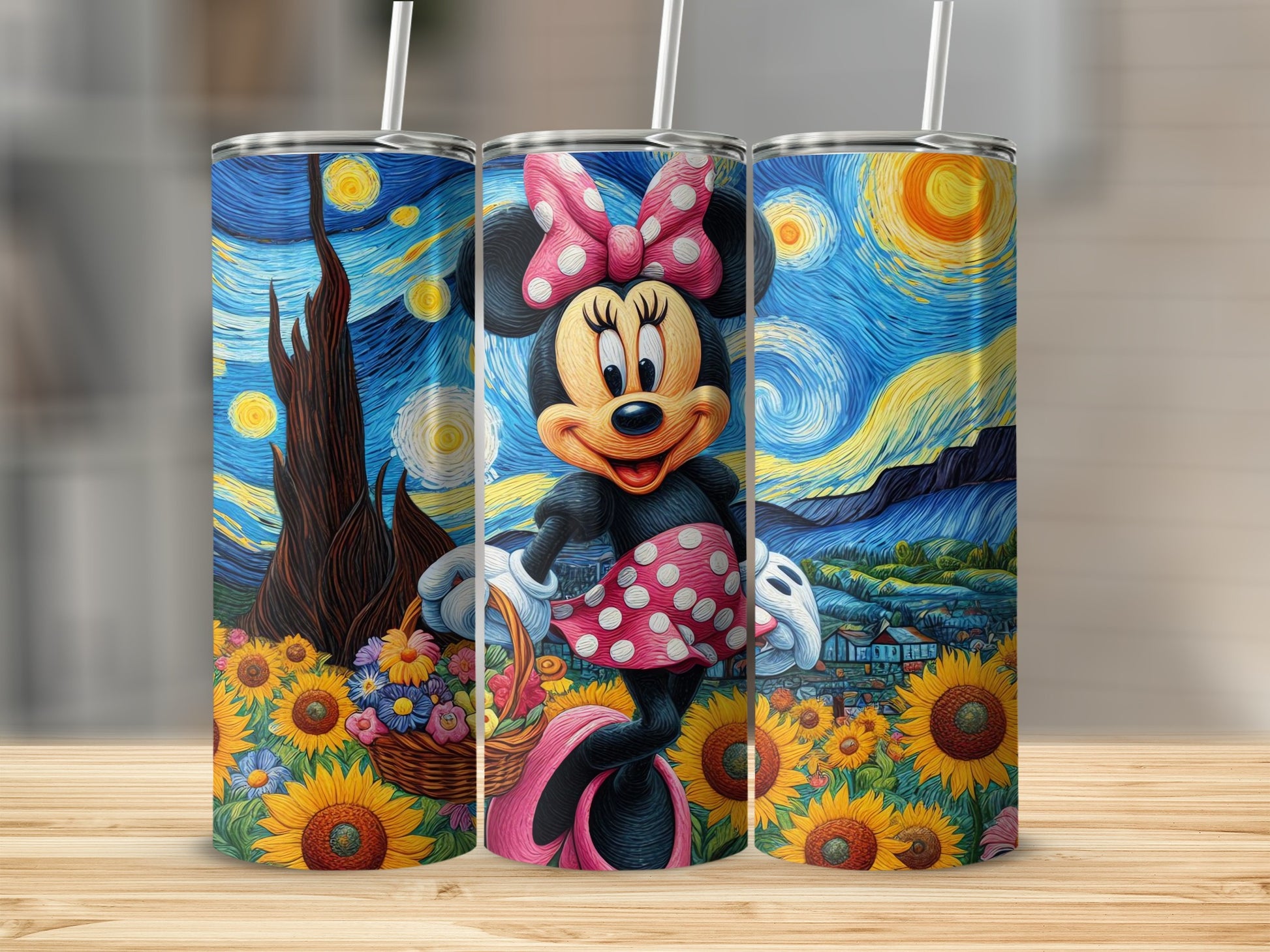 Starry Night Inspired Minnie Mouse Tumbler