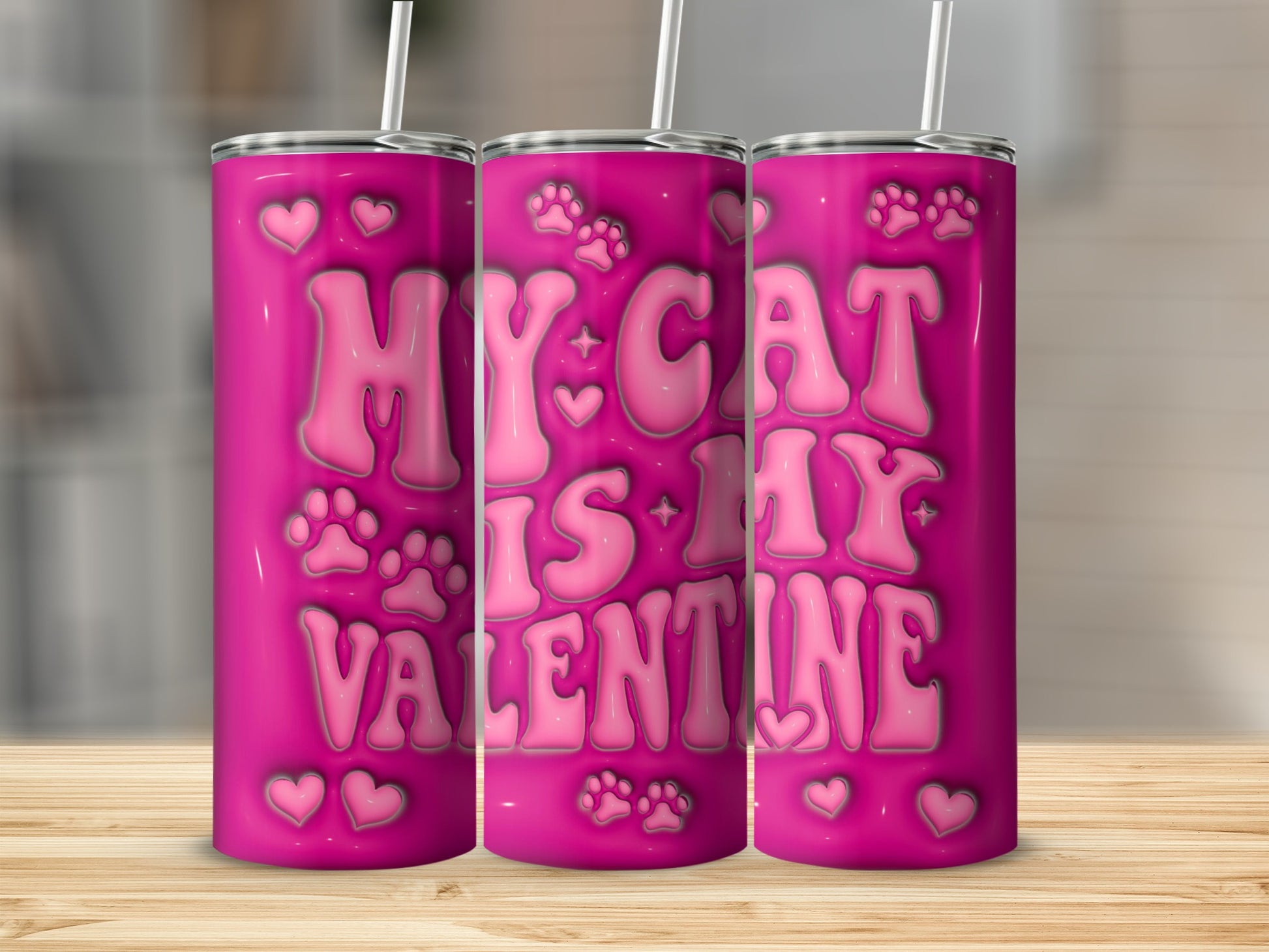 My Cat Is My Valentine Pink Tumbler Product