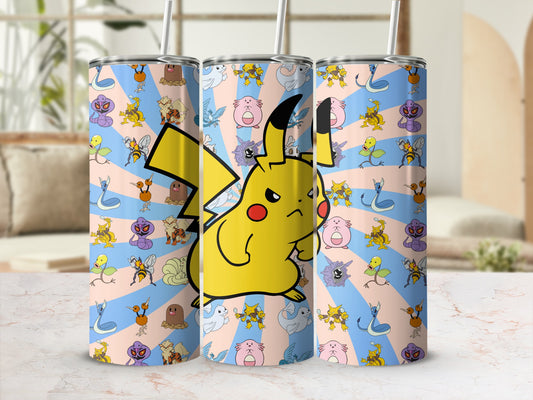 Pikachu and Friends Colorful Pattern Insulated Tumbler