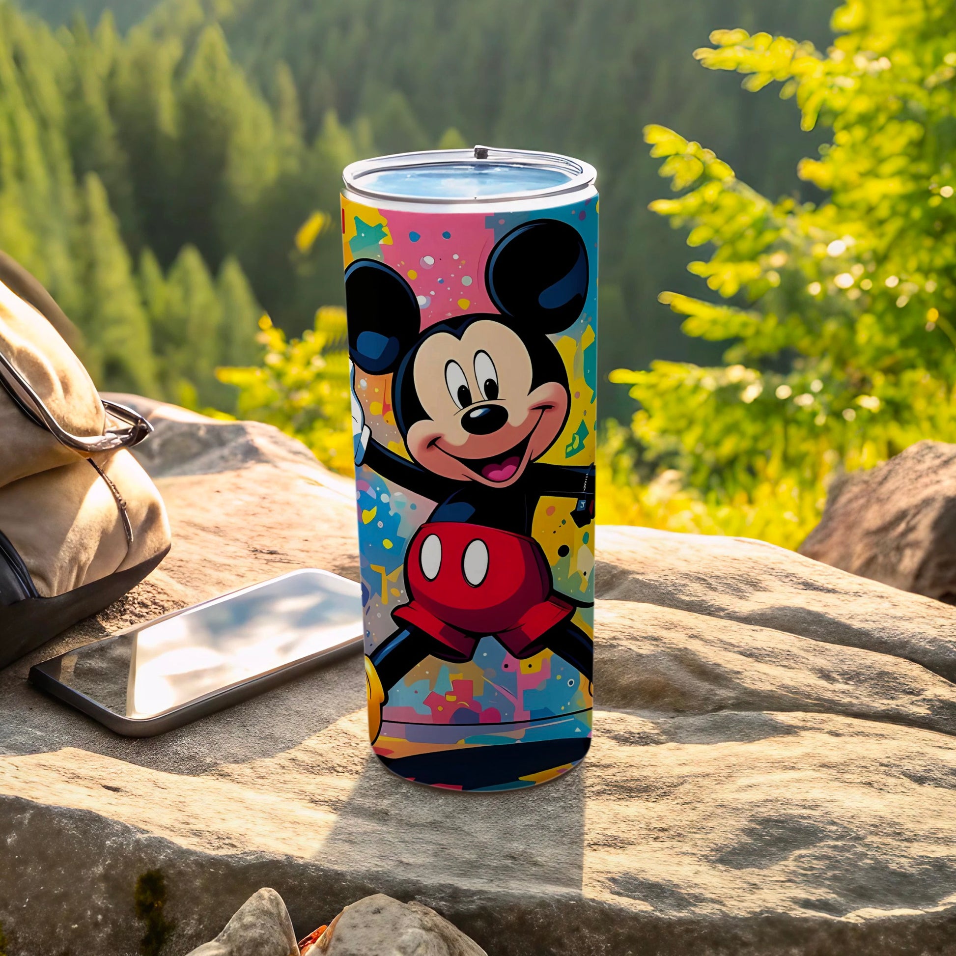Colorful Mickey Mouse Tumbler with Lid Travel Cup
