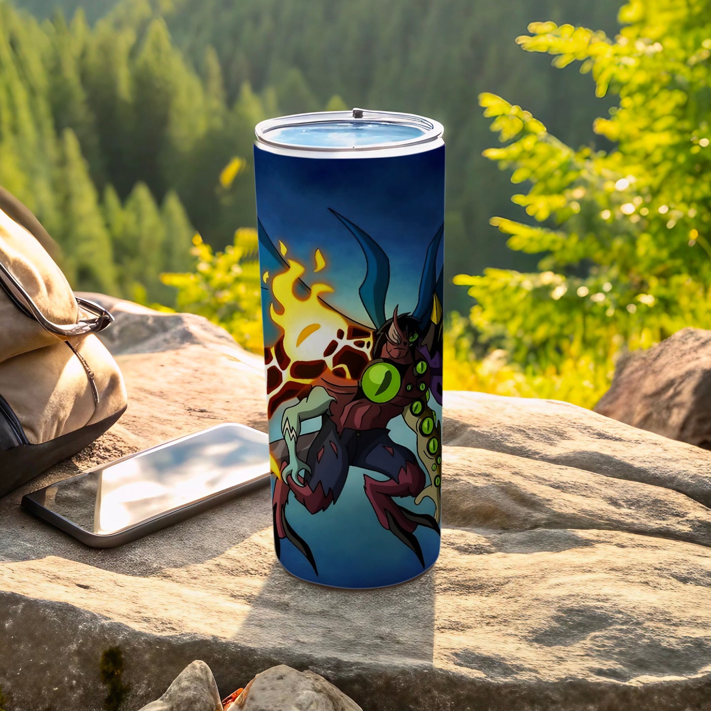 Vibrant Demon Warrior Design Tumbler Cup for Outdoor Adventures