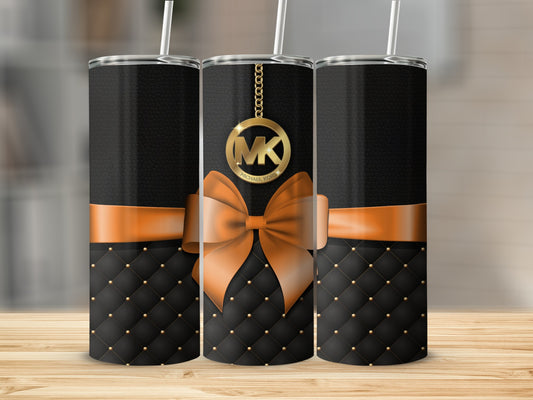 Elegant Black and Orange Bow Design Tumbler