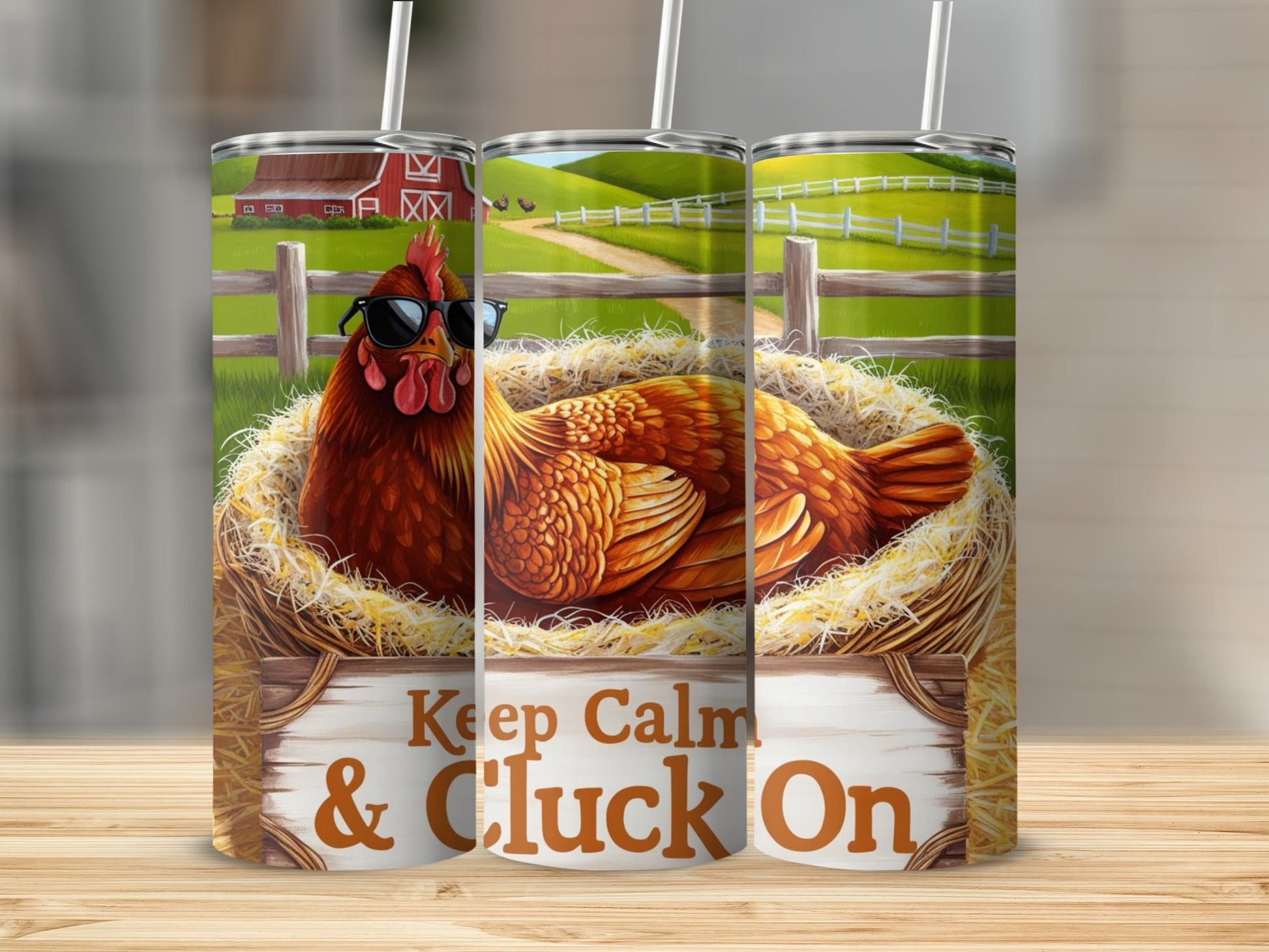 Keep Calm and Cluck On Farmhouse Design Tumbler