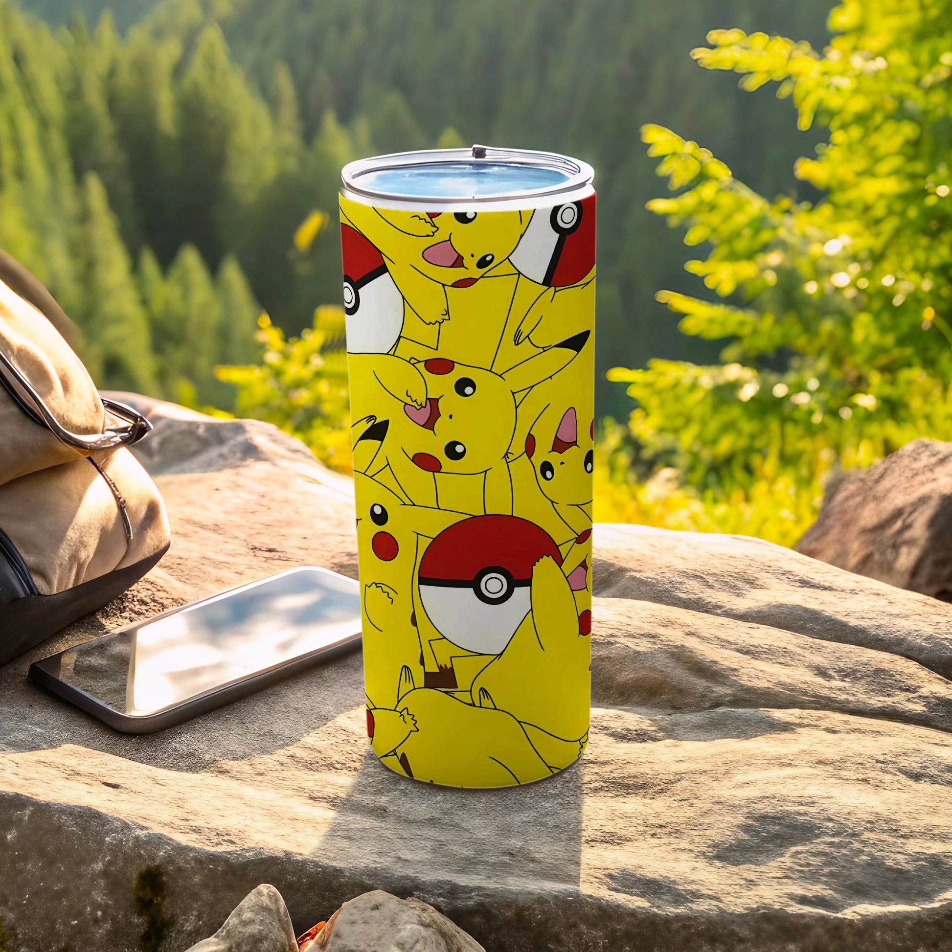 Vibrant Pikachu and Pokeball Design Tumbler
