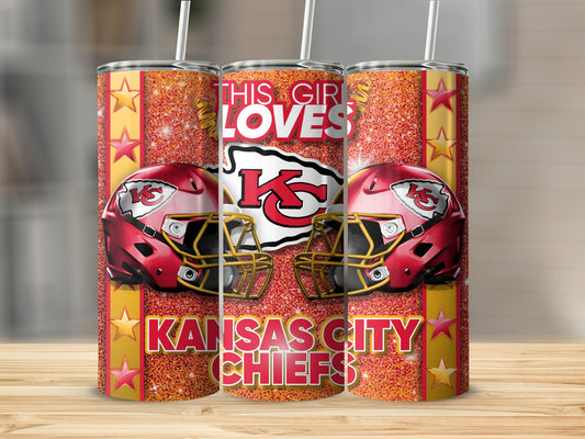 This Girl Loves Kansas City Chiefs Helmet Design Tumblers