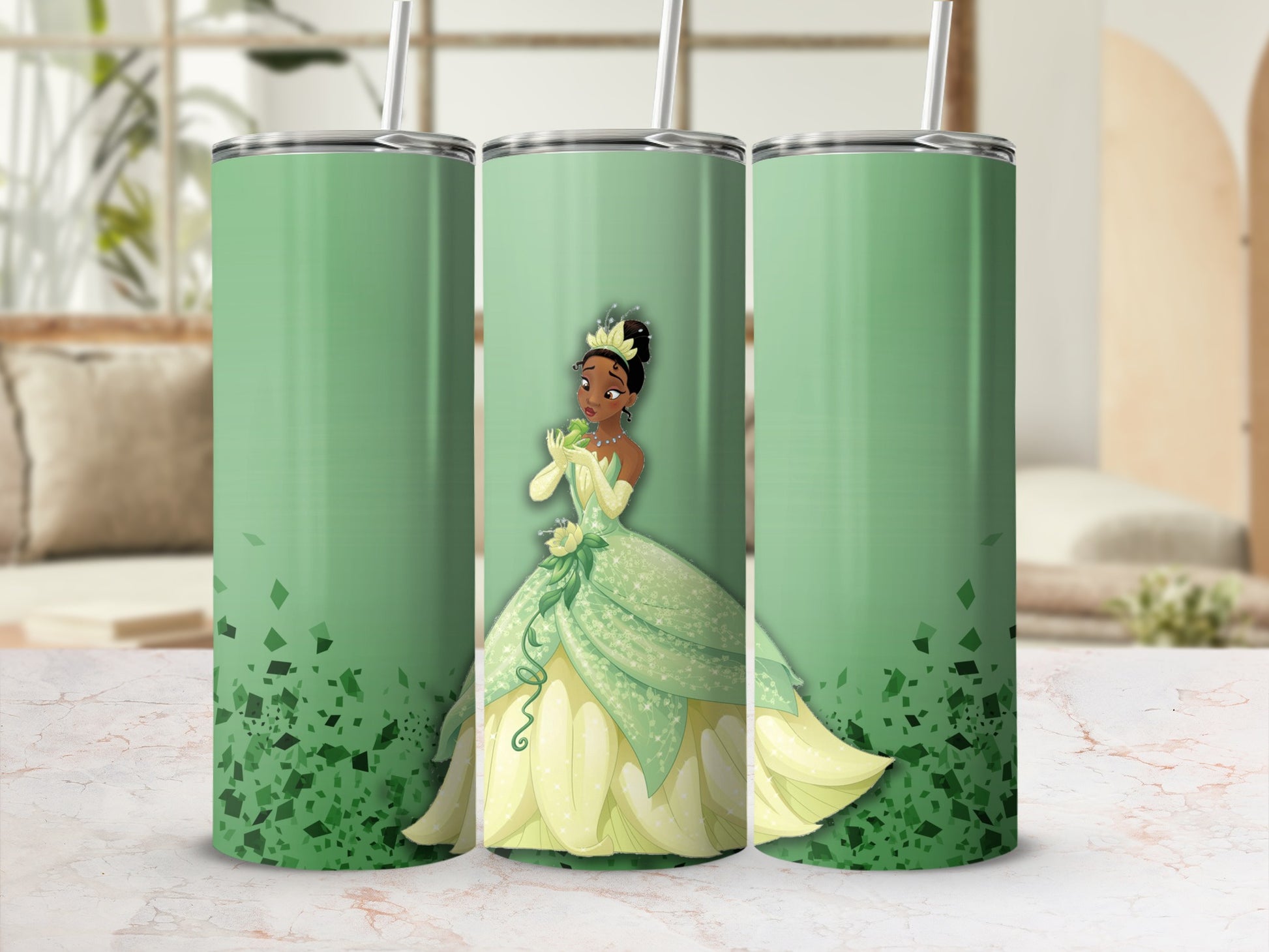 Princess Green Dress Character Themed Tumbler Cup