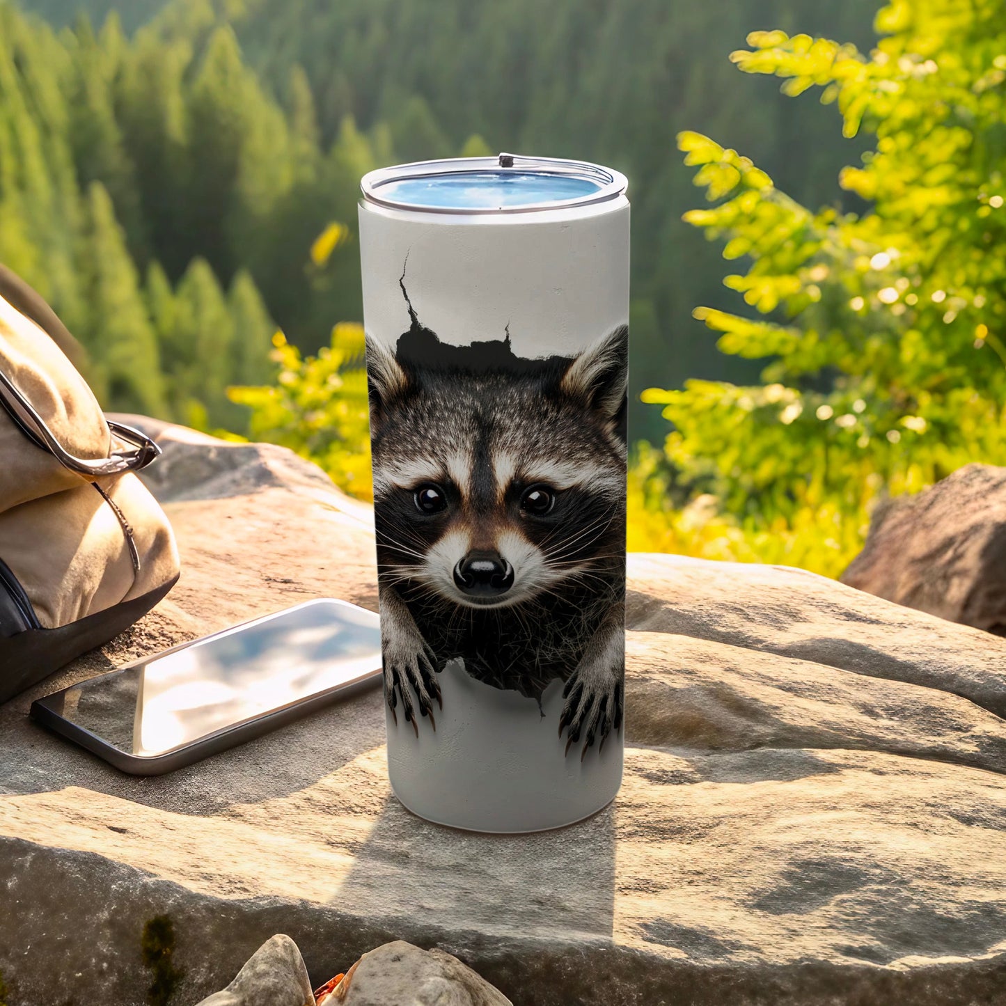 Curious Raccoon Peeking Tumbler Wilderness Wildlife Outdoor product type