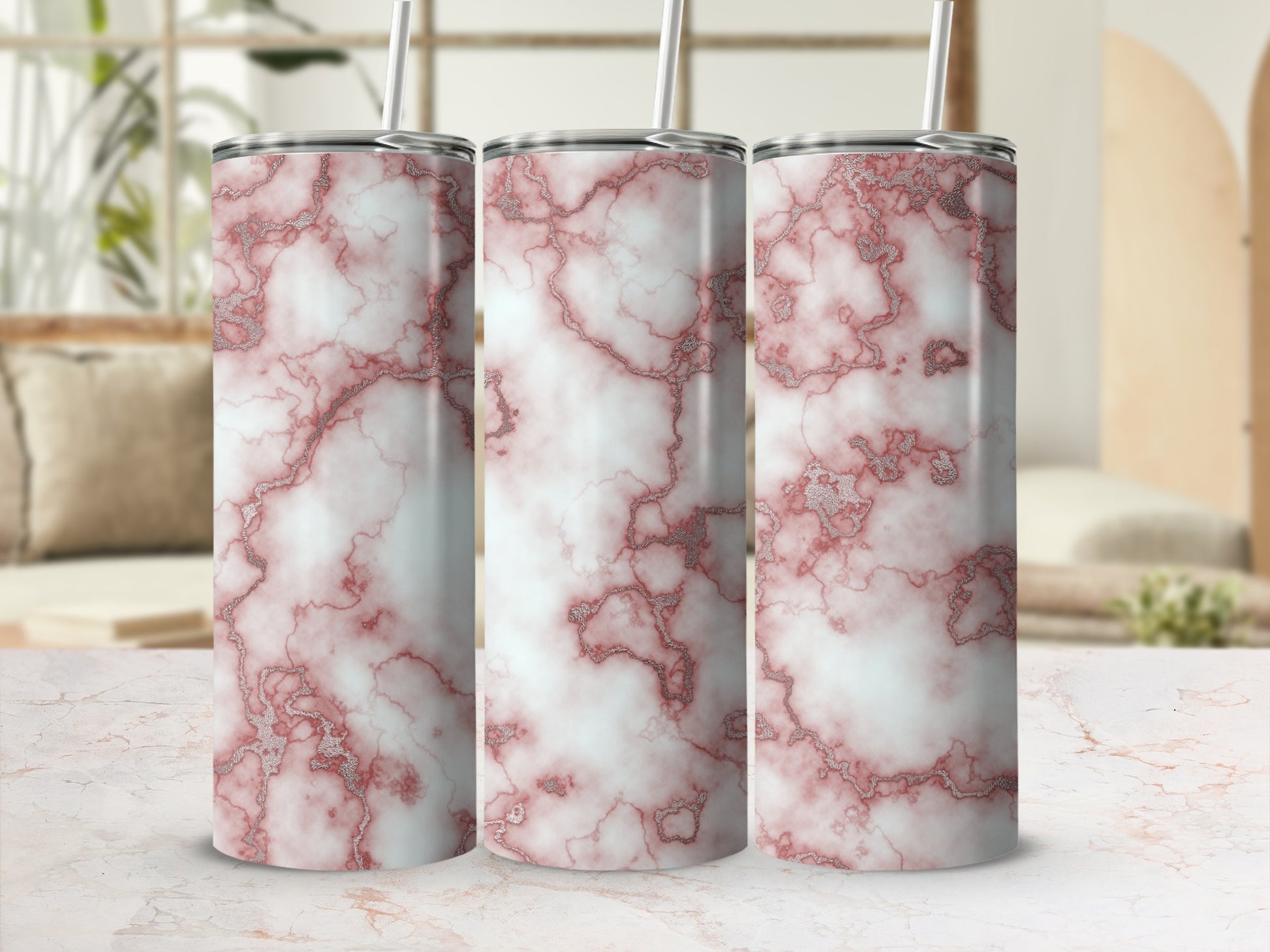 Rose Gold Glitter White Marble Pattern Tumbler product type
