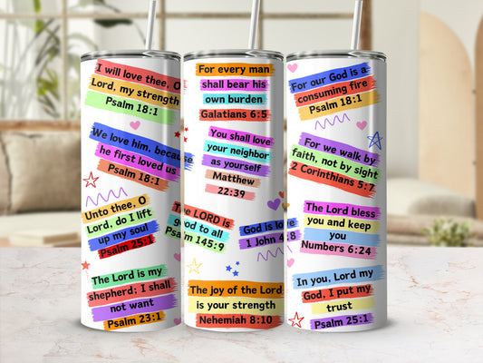 Colorful Tumblers Featuring Bible Verses Collection