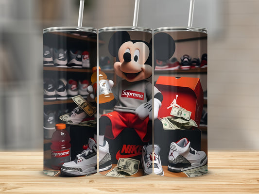 Mickey Mouse Nike Supreme Money Design Tumbler Cup