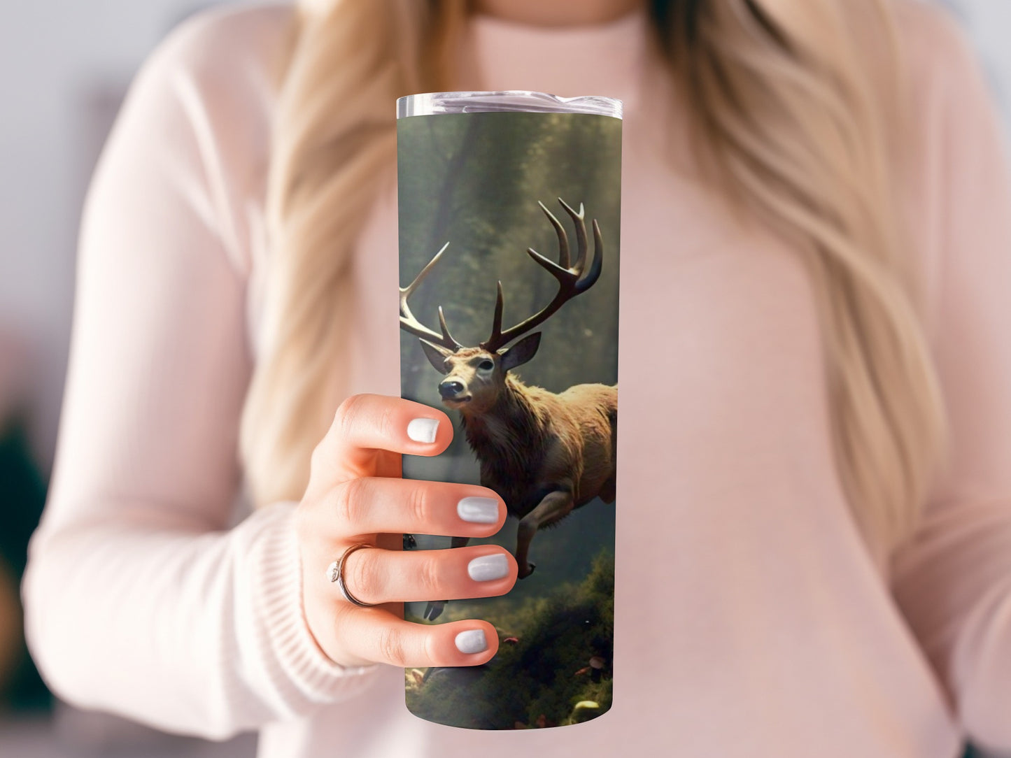 Deer Forest Scene Artwork for Travel Tumbler Product