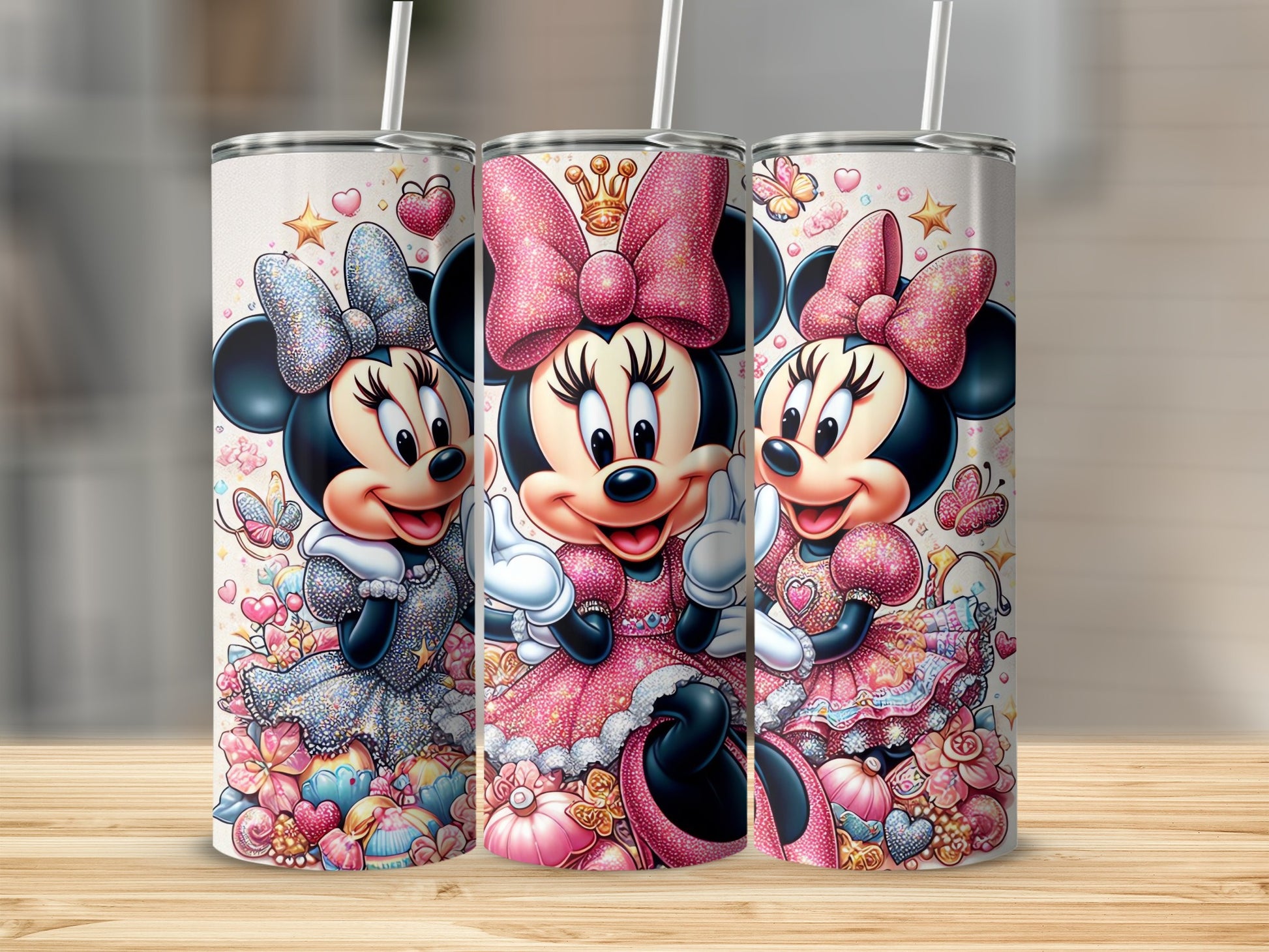 Sparkling Cartoon Character Themed Tumbler Collection