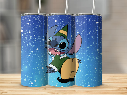 Festive Alien Character Snowflake Design Tumbler