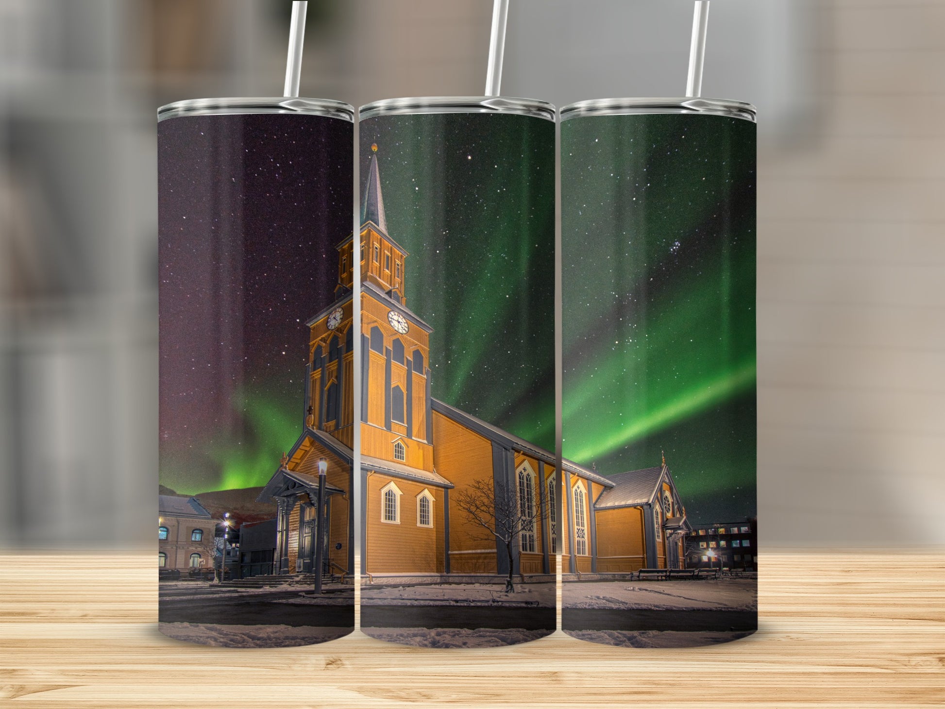 Stunning Night Sky and Church Scene Tumbler Product