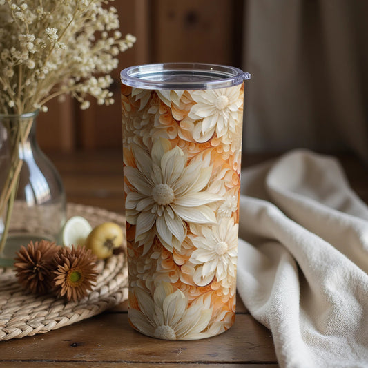 Floral Pattern Insulated Tumbler with Lid Drinkware