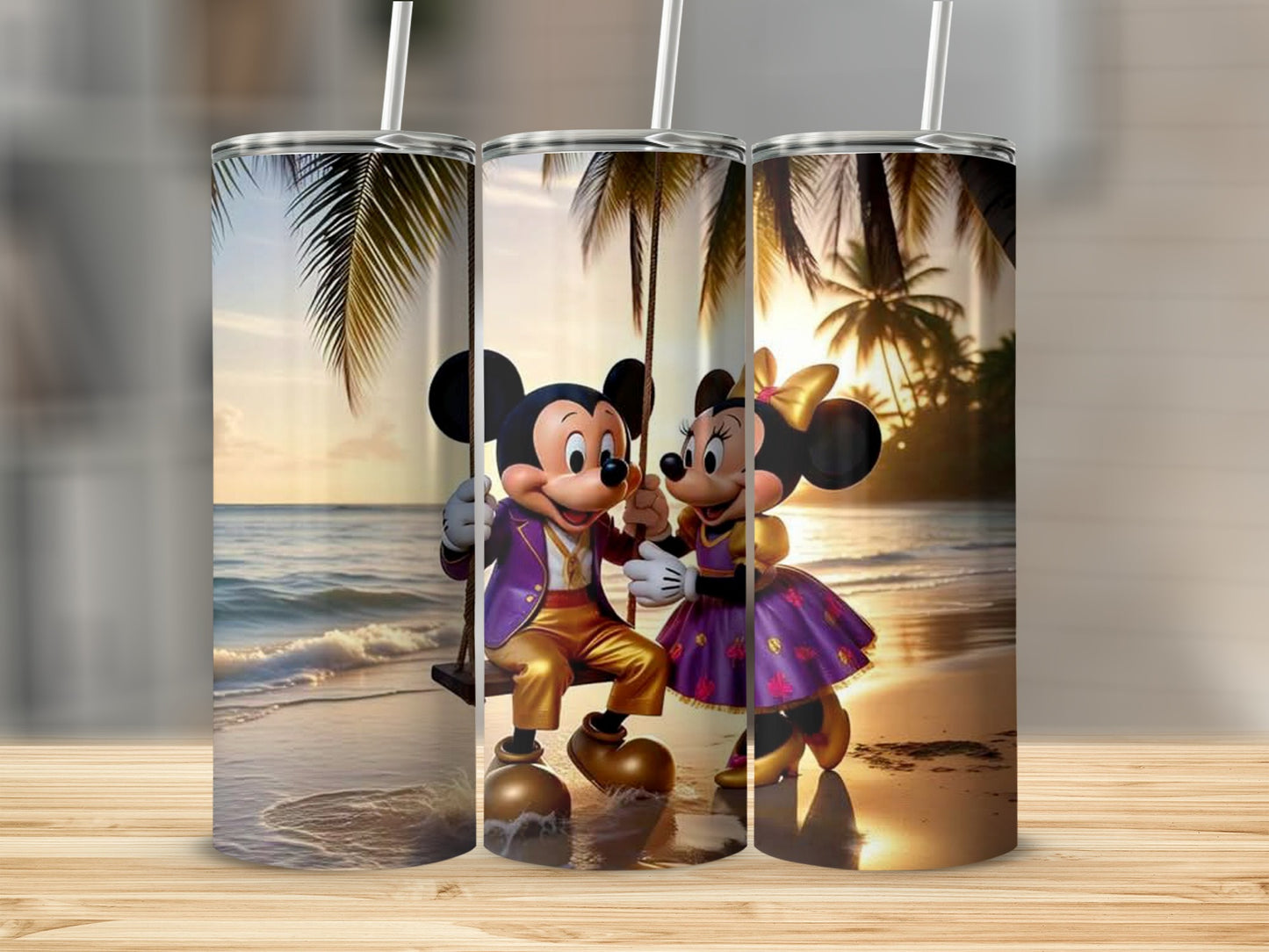 Tropical Beach Sunset Design Character Tumblers
