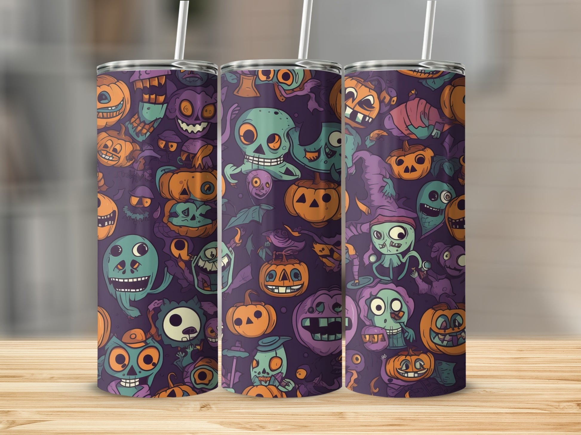 Halloween Cartoon Characters Design Tumbler Flask