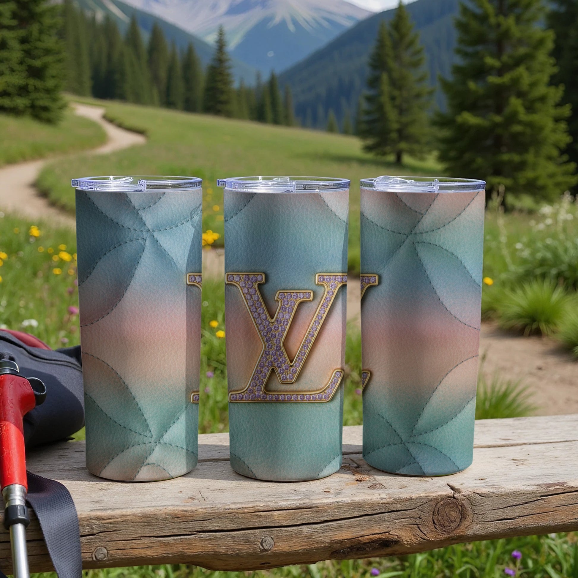 Luxurious Gradient Louis Vuitton Design Tumblers Set