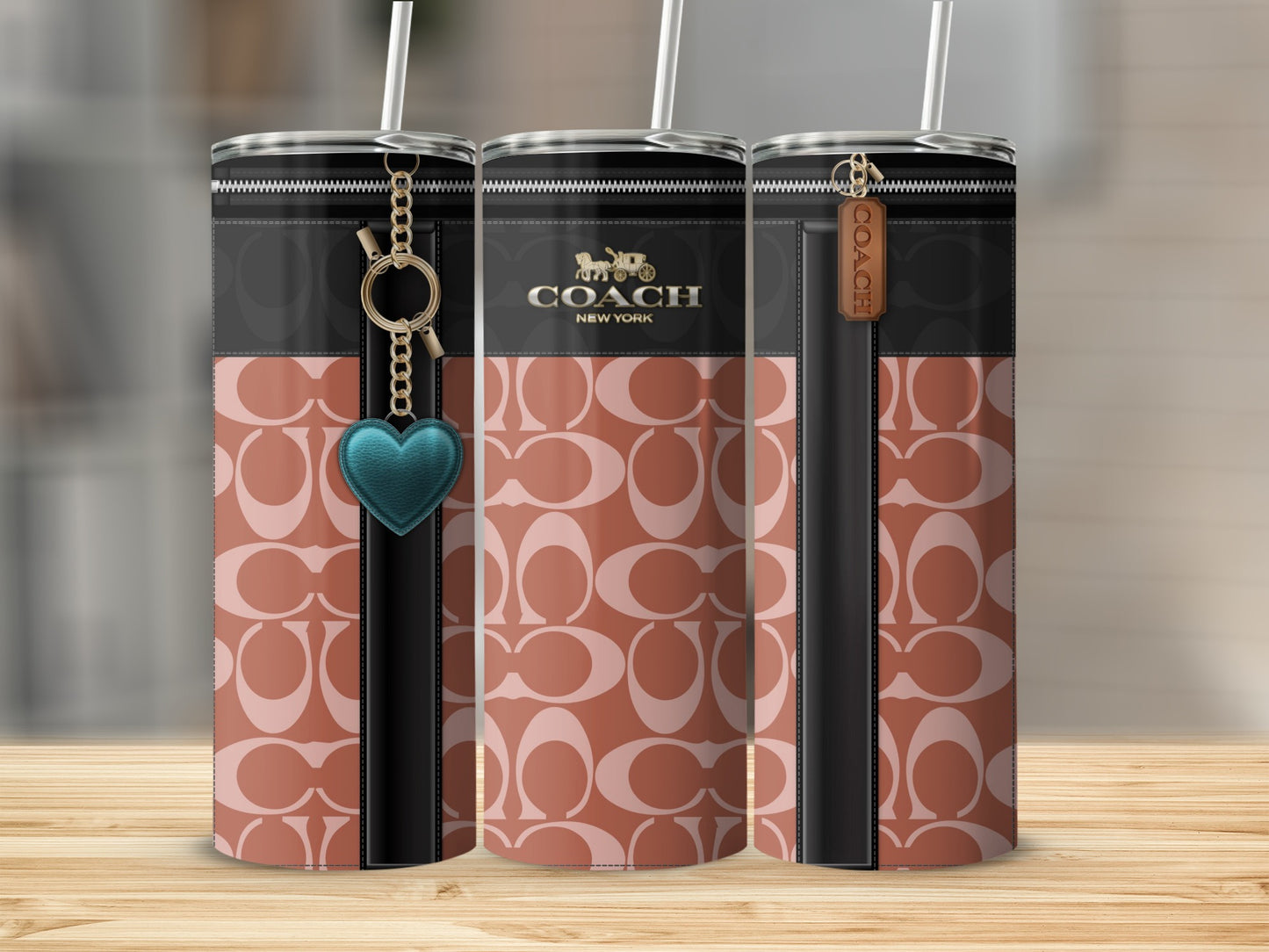 Coach New York Branded Tumbler with Heart Charm