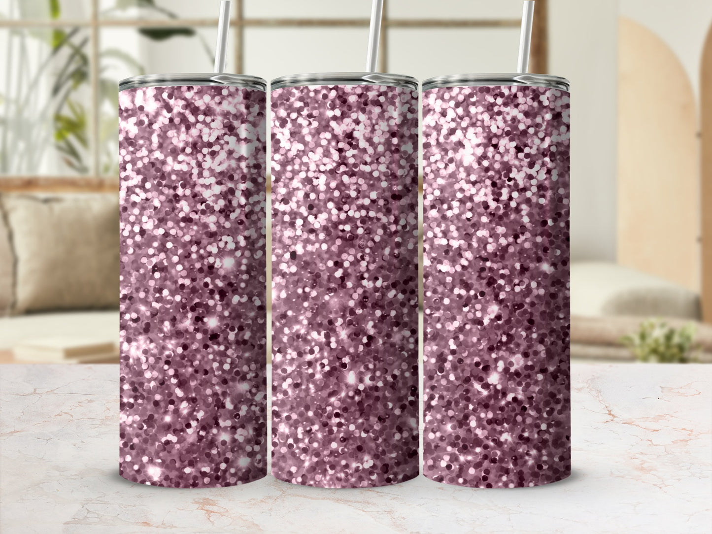 Sparkling Glitter Effect Purple Tumbler Drinkware Product